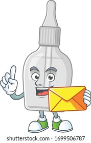 Cute face bottle with pipette mascot design bring brown envelope