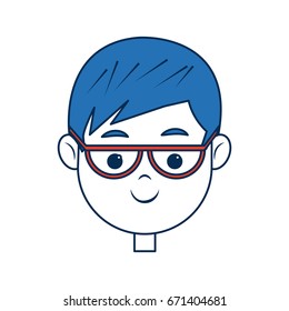 cute face boy wear glasses with blue hair image