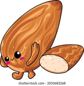 Cute Face Brown Almond Vector Design Illustration