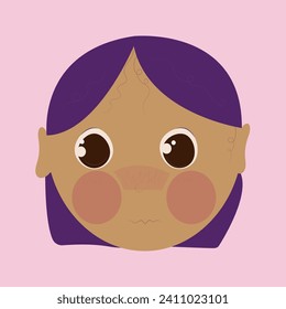 Cute face cartoon girle emotion vector illustration