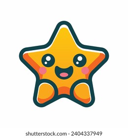 Cute face cartoon star vector logo design template