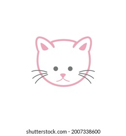 Cute Face Cat kitty kitten logo design vector
