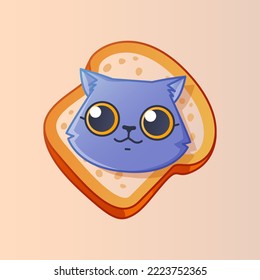 Cute face of cat in piece of bread.