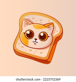 Cute face of cat in piece of bread.