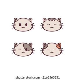 Cute face cat variant simple vector design set