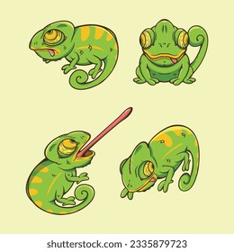 cute face chameleon vector art