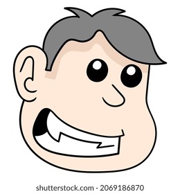linda cara regordeta cabeza de niño mejilla, emoticono de caja de ilustraciones vectoriales. dibujo de icono de garabato