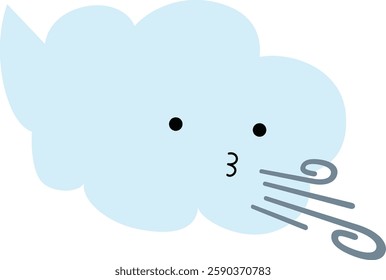 Cute face cloud and wind