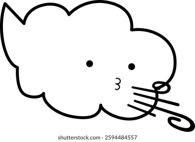Cute face cloud and wind
