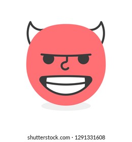 Cute face colorful red bad evil smile. Vector element