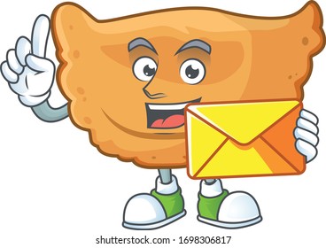 Cute face cornes de gazelle mascot design bring brown envelope