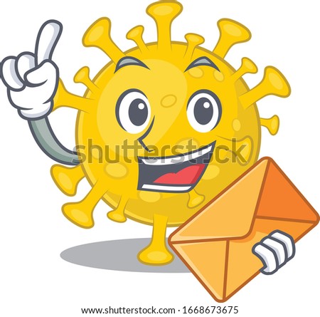Cute face corona virus diagnosis mascot design with envelope