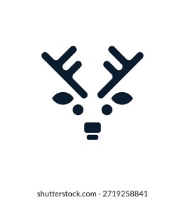 rosto bonito de veado com vetor de logotipo de chifres grandes