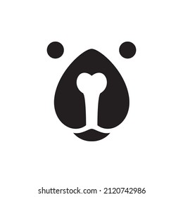 cute face dog with bone nose logo design, vector graphic symbol icon illustration creative idea