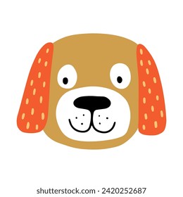 Cute face dog, colorful vector flat illustration.  