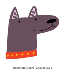 Cute face dog, colorful vector flat illustration.  