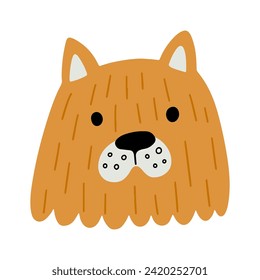 Perro facial lindo, colorido vector ilustración plana.  