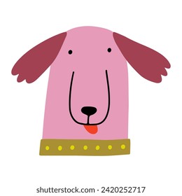 Cute face dog, colorful vector flat illustration.  
