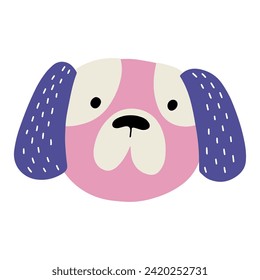 Cute face dog, colorful vector flat illustration.  