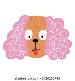 Cute face dog, colorful vector flat illustration.  
