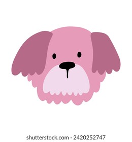 Perro facial lindo, colorido vector ilustración plana.  