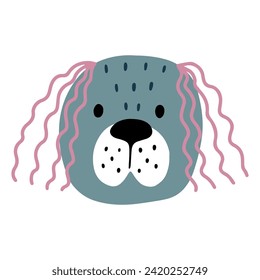 Cute face dog, colorful vector flat illustration.  