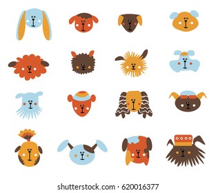 Cute face dogs. Set