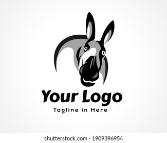 cute face donkey front view drawing art logo, symbol design illustration