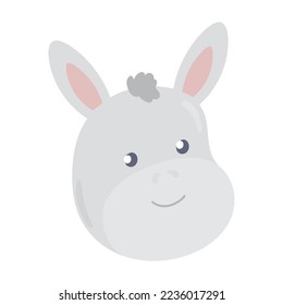 cute face donkey icon isolated