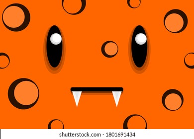 Cute face dracula on orange background concept halloween day flat icon cartoon vector.