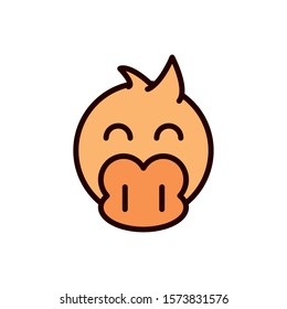 cute face duck animal cartoon icon on white background