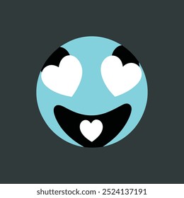 The "Cute face of Emoji in love" vector artwork is a vibrant, playful digital graphic featuring a smiling emoji with heart eyes, perfect for use in designs, messaging, and social media.