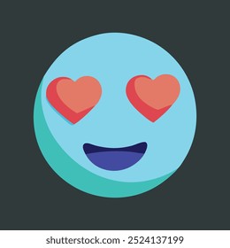 The "Cute face of Emoji in love" vector artwork is a vibrant, playful digital graphic featuring a smiling emoji with heart eyes, perfect for use in designs, messaging, and social media.