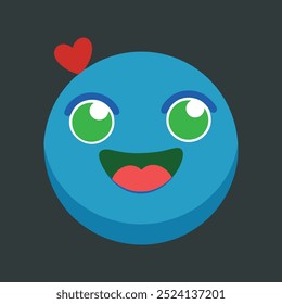 The "Cute face of Emoji in love" vector artwork is a vibrant, playful digital graphic featuring a smiling emoji with heart eyes, perfect for use in designs, messaging, and social media.