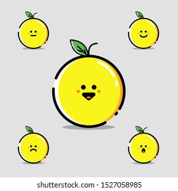 Cute face emoticon of orange vector collections. Set of emoticon are flat, smile, laugh,  sad, and surprised. Available in eps10