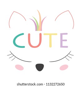 cute face fox. Design for card, sticker , fabric textile, t shirt.