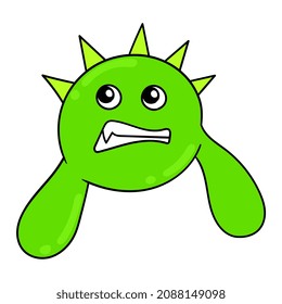 cute face green head monster head, vector illustration carton emoticon. doodle icon drawing