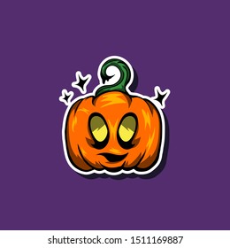 Cute Face Halloween Pumpkin Icon  Vector