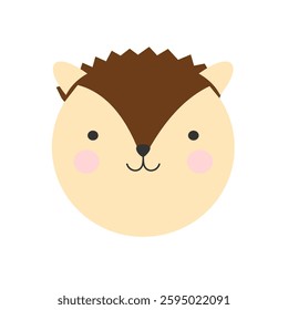 Cute face of hedgehog animal with round shape with cheerful color, illustration design with Flat design style. for Children or babies. Suitable for t-shirt design, wrapping paper