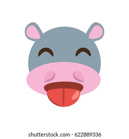 cute face hippo animal cheerful