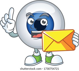 Cute face human eye ball mascot design bring brown envelope