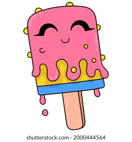 linda cara helado deliciosa comida en verano, ilustraciones vectoriales arte. ícono de doodle imagen kawaii.