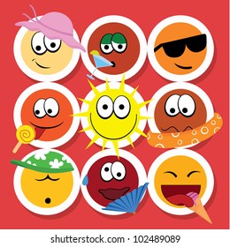 cute face icons for children, kids, buttons and others
