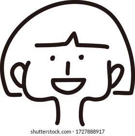 A cute face icon.Vector illustration with hand-drawn style. 