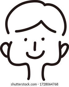 A cute face icon.Vector illustration with hand-drawn style. 