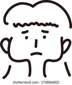 A cute face icon.Vector illustration with hand-drawn style. 