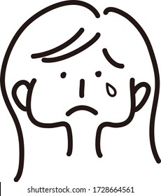Un icono de la cara linda.Ilustración vectorial con estilo dibujado a mano. 