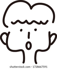 A cute face icon.Vector illustration with hand-drawn style. 