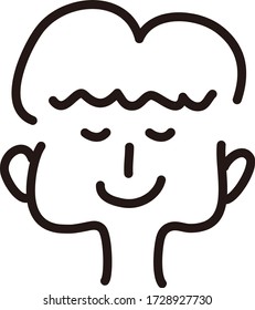 A cute face icon.Vector illustration with hand-drawn style. 