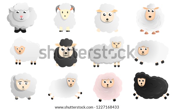 Cute Face Lamb Icon Set Cartoon Stock Vector (Royalty Free) 1227168433 ...